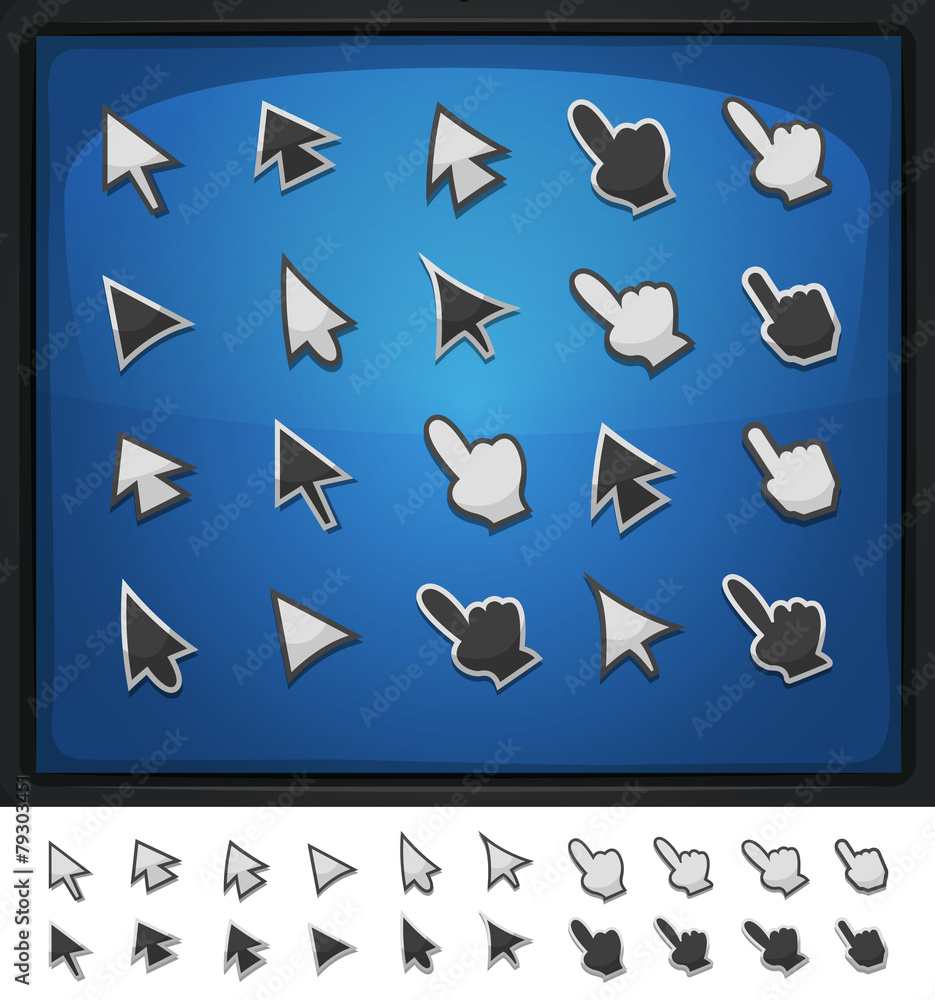 Vetor de Comic Computer Cursors, Pointers And Arrows Icons do Stock ...