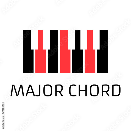 minimalistic piano keyboard logo with major chord