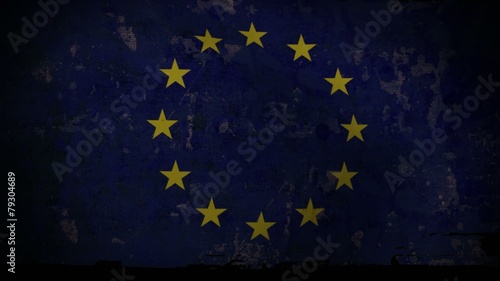 EU Flag Waving, old, grunge look background sunset photo