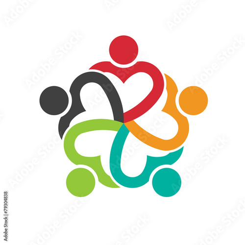 Teamwork 5 heart people social friendship