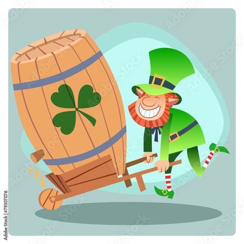 Day Patrick green leprechaun lucky keg of beer
