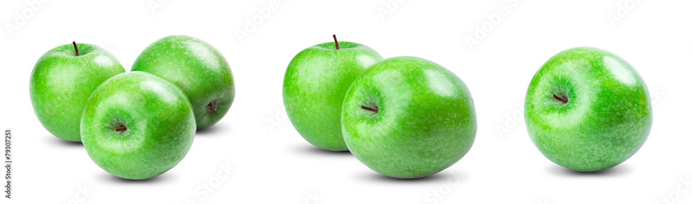 Set Collection of Fresh Green Fruit Apples isolated on white Set Collection of Fresh Green Fruit Apples isolated on white