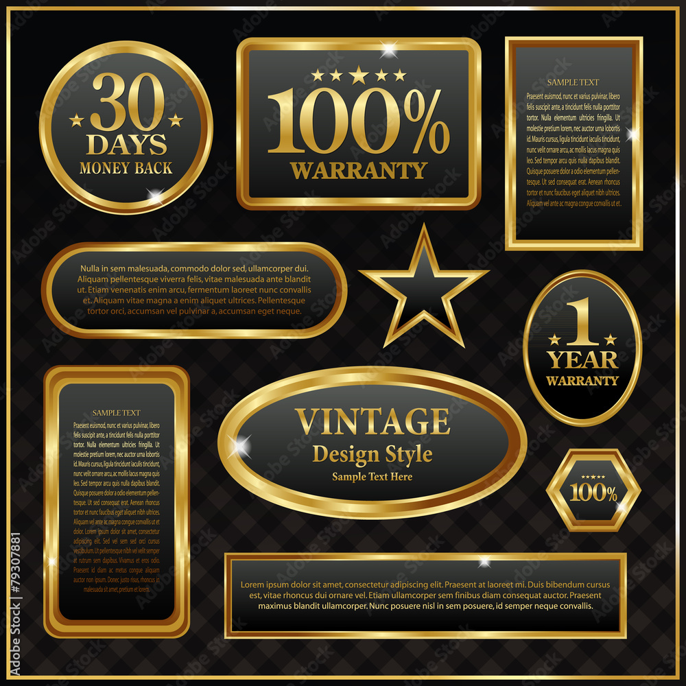 Gold frame labels sign rich banner Gold frame labels sign rich banner