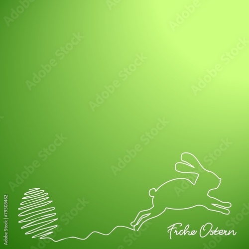 Osterhase läuft davon "Frohe Ostern" grüner Flyer