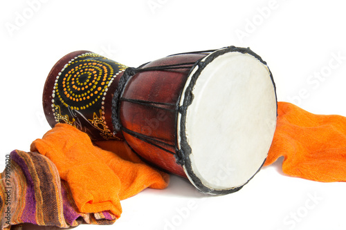 Canvas Print ethnic drum isolated on white background