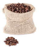 Kaffee Bohnen Kaffeebohnen Jute Sack isoliert
