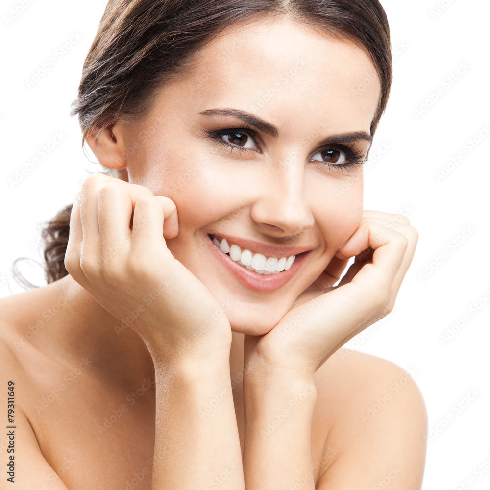 Portrait of smiling young woman, over white Portrait of smiling young woman, over white