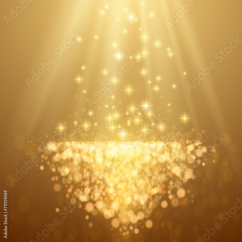 Lights on yellow background bokeh effect.