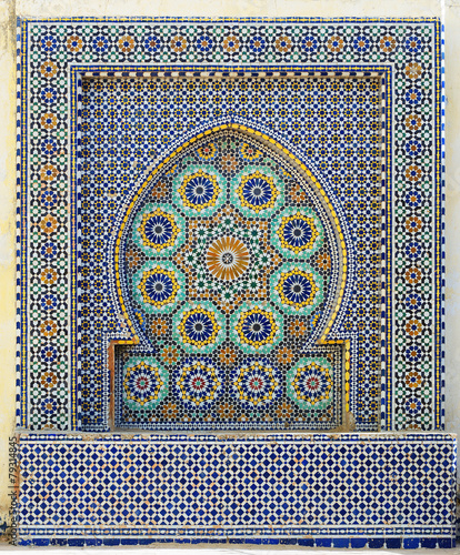 Morocco. Detail of oriental mosaic in Meknes