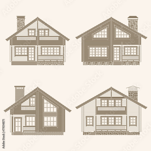Log houses set