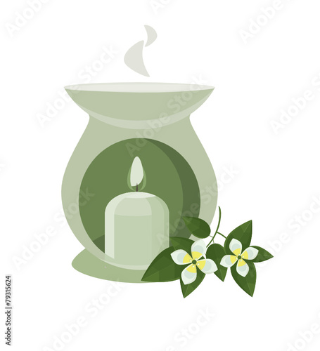 aroma lamp and jasmine flowers