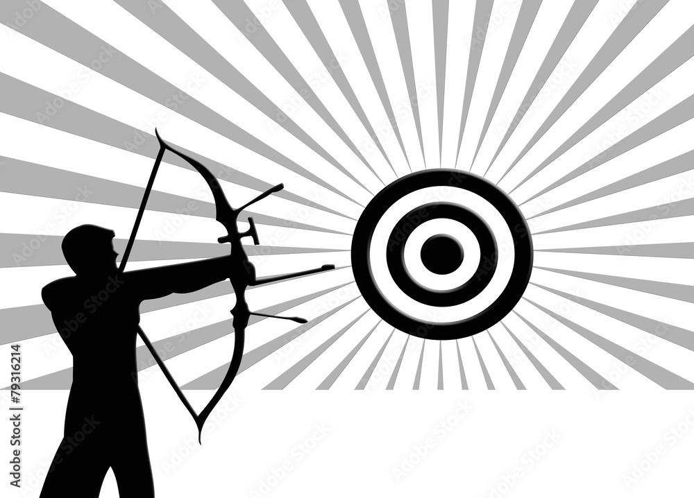Arco, diana, arquero, flecha, fondo, blanco y negro Stock Illustration |  Adobe Stock