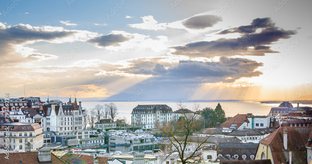 Obraz premium Lausanne et le lac Léman