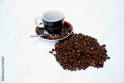 Coffee Cup for Espresso and Coffee Beans