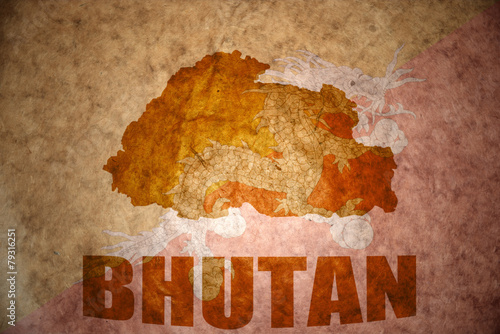 bhutan vintage map