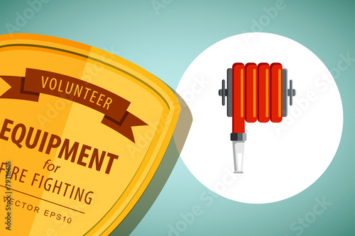 Vintage Flat Colored vector illustration Emblem firefighter