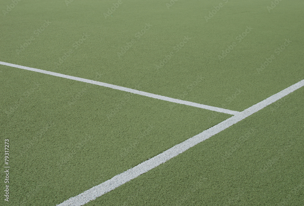 Footbal field cross of white lines