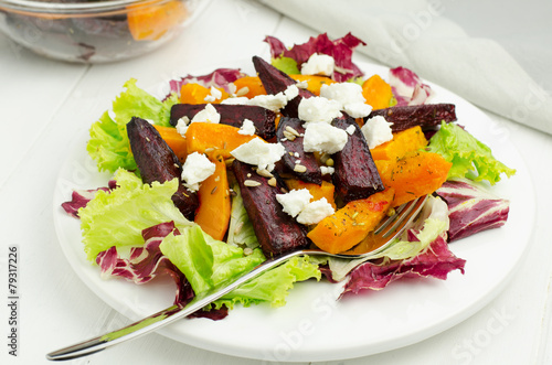 Salad with Beetroot, Pumpkin and goat cheese