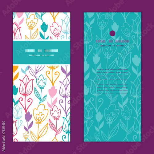 Vector colorful tulip flowers vertical frame pattern invitation