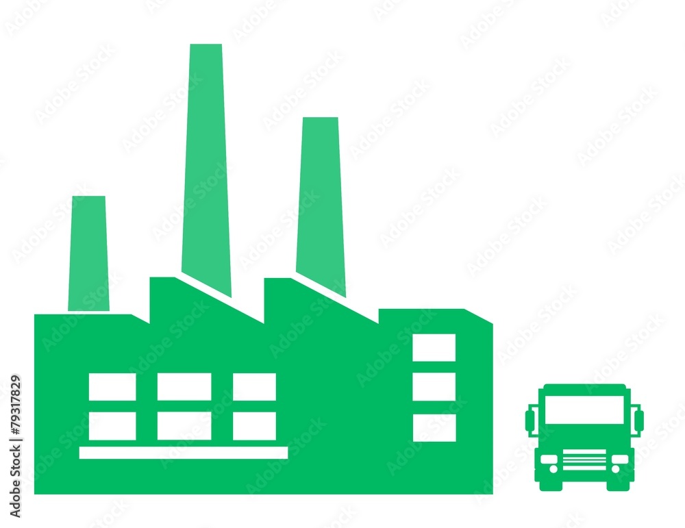 Usine et un camion de livraison Usine et un camion de livraison