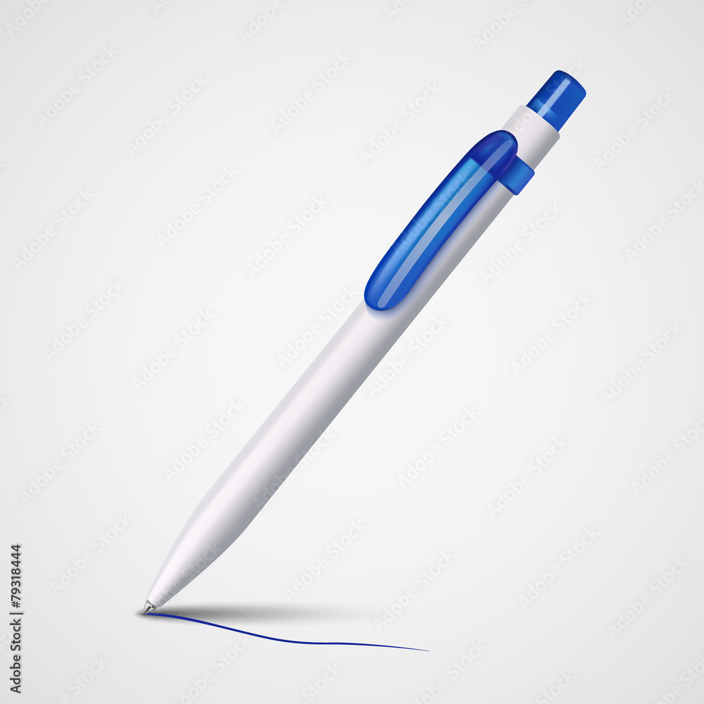 White Ballpoint Pen. Vector Illustration