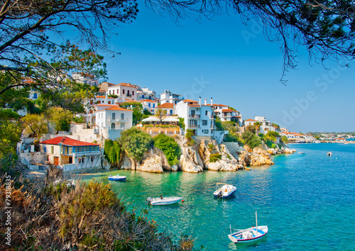 the Old part in town of island Skiathos in Greece photo