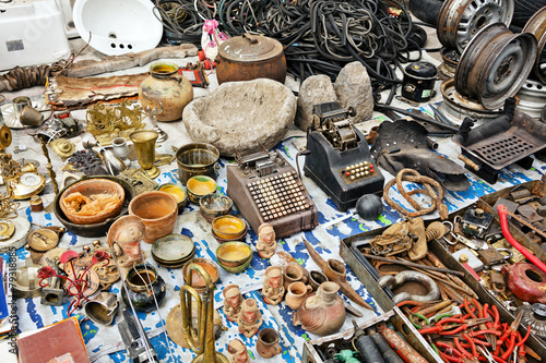 Antiques and trinkets in rural market