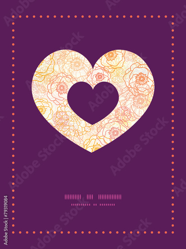 Vector warm flowers heart symbol frame pattern invitation