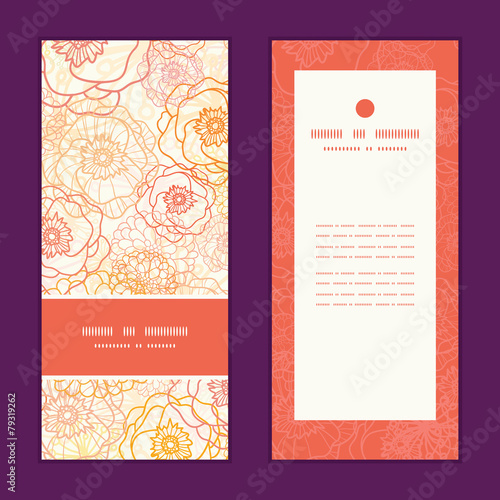 Fototapeta Naklejka Na Ścianę i Meble -  Vector warm flowers vertical frame pattern invitation greeting