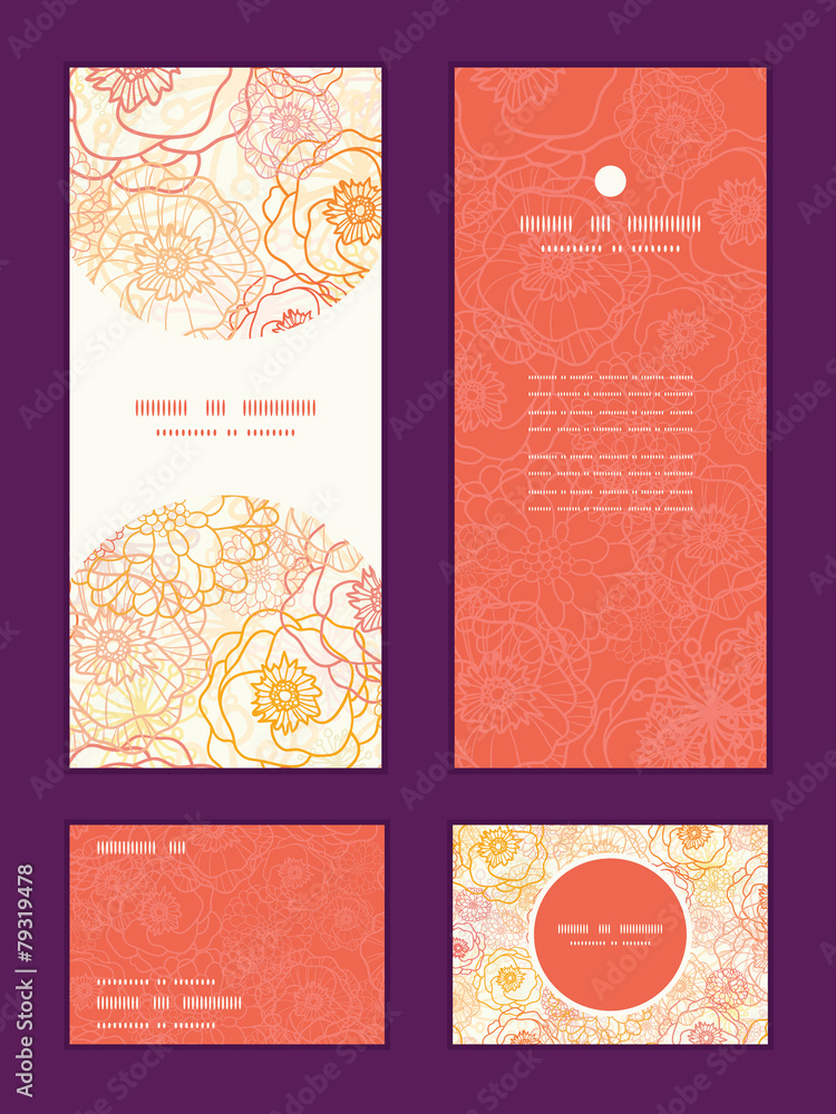 Naklejka premium Vector warm flowers vertical frame pattern invitation greeting