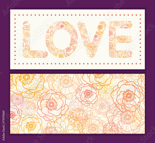 Vector warm flowers love text frame pattern invitation greeting