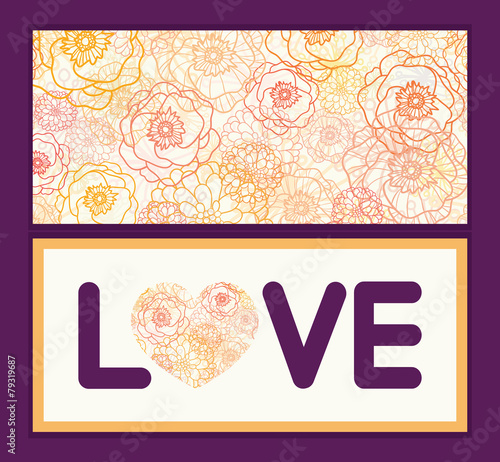 Vector warm flowers love text frame pattern invitation greeting