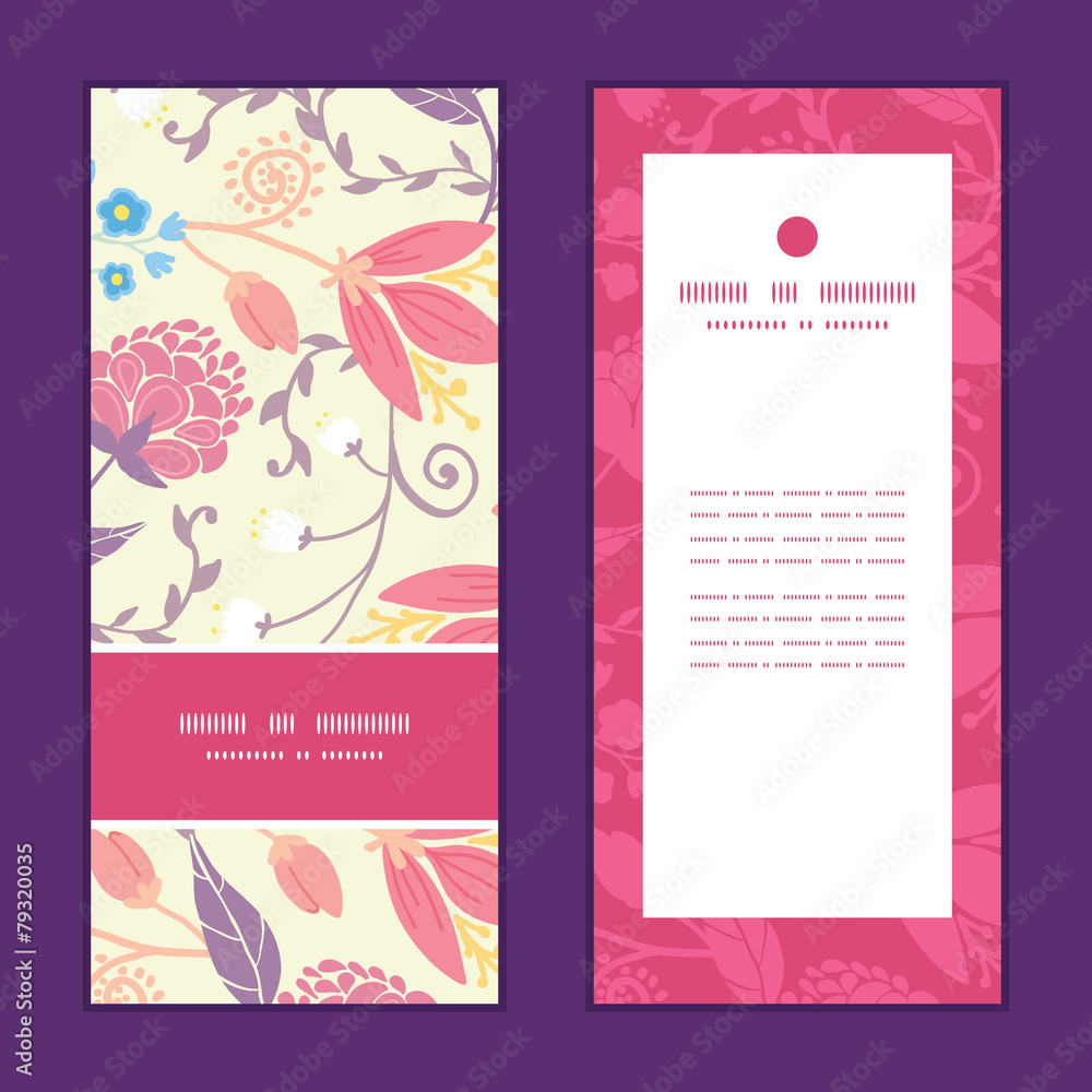 Vector fresh field flowers and leaves vertical frame pattern Vector fresh field flowers and leaves vertical frame pattern