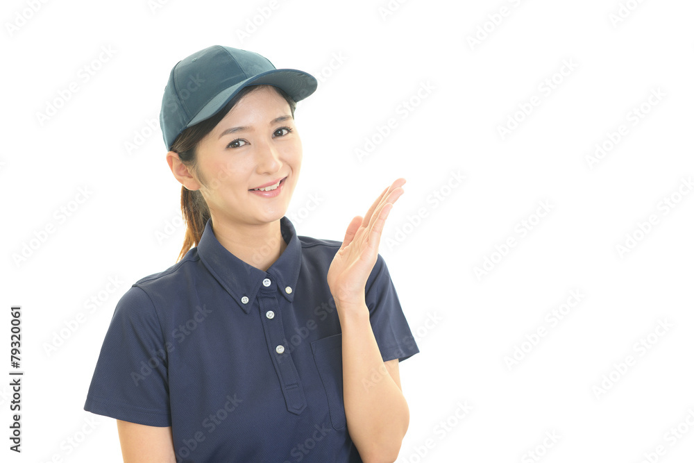 笑顔の女性労働者 笑顔の女性労働者