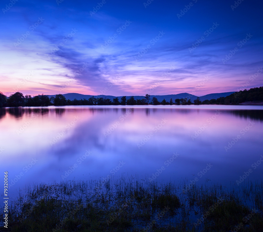 Beautiful spring night on the pond in Crimea Beautiful spring night on the pond in Crimea