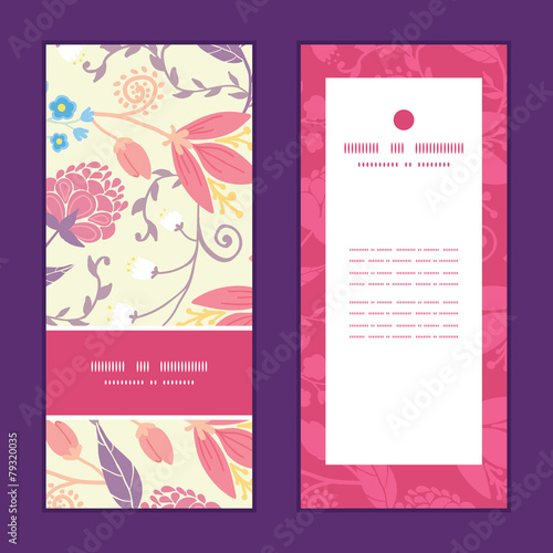 Vector fresh field flowers and leaves vertical frame pattern
