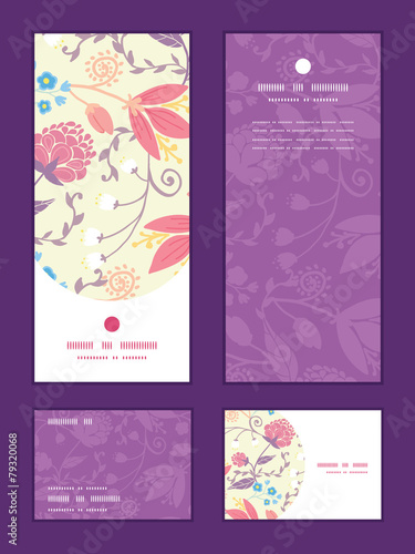 Vector fresh field flowers and leaves vertical frame pattern