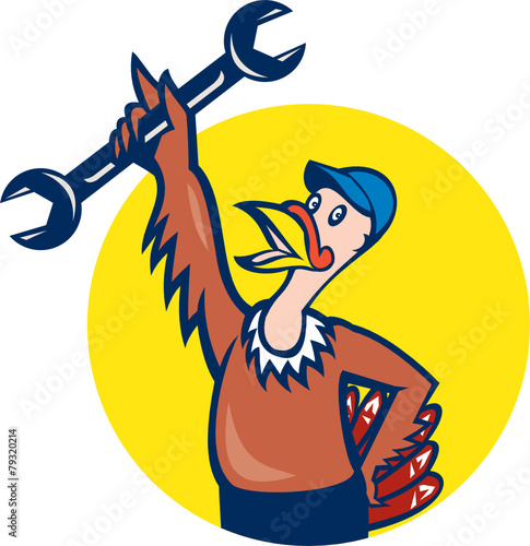 Turkey Mechanic Spanner Circle Cartoon