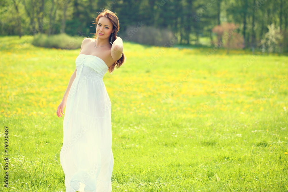 portrait of a beautiful girl on the nature portrait of a beautiful girl on the nature