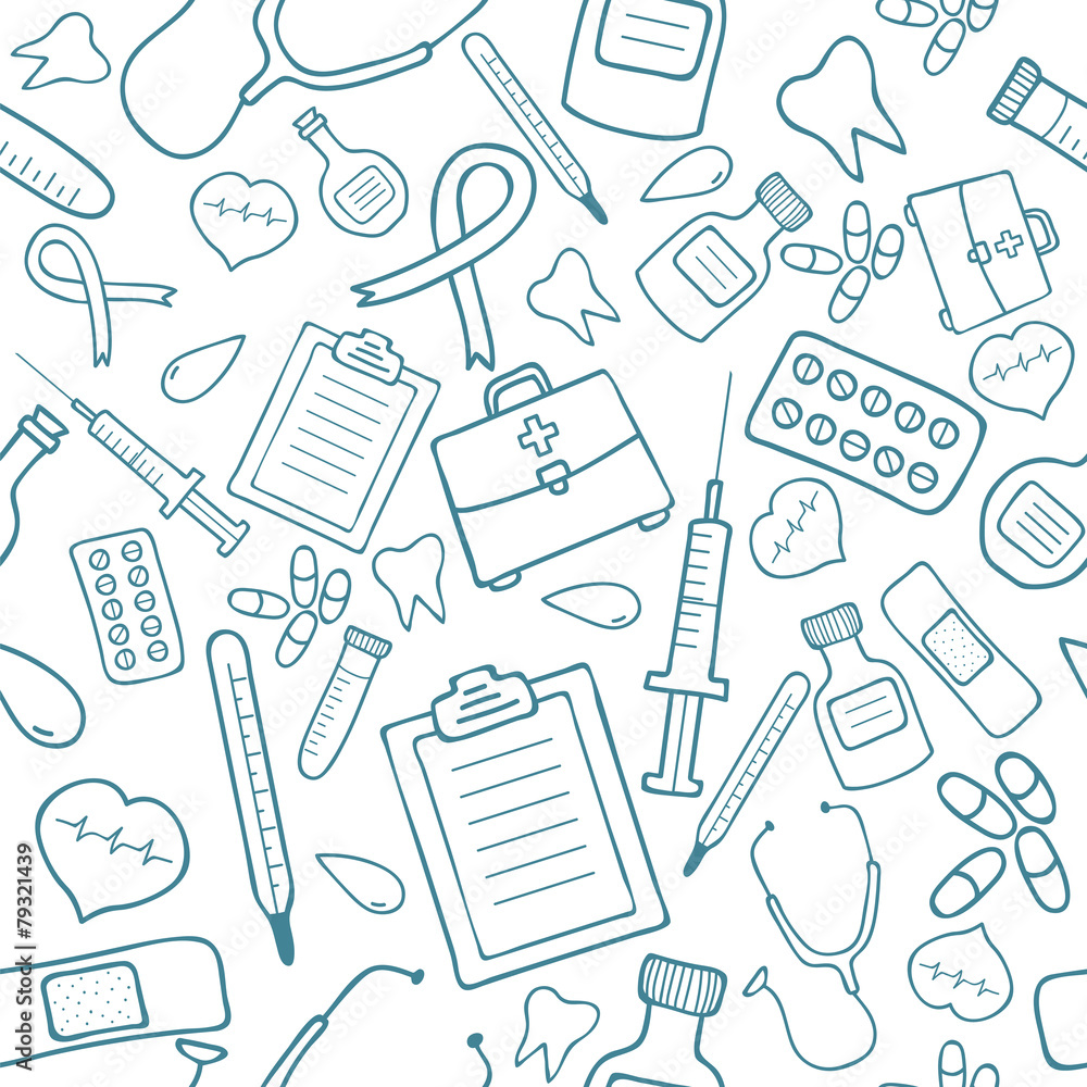 Medical seamless pattern in blue color Medical seamless pattern in blue color