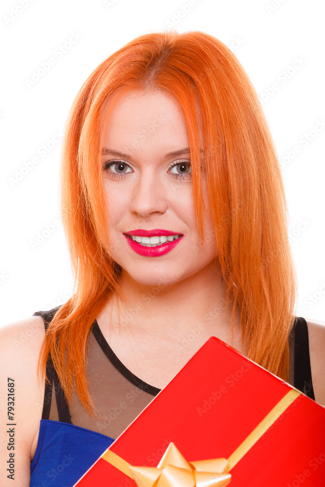 holidays love happiness concept - girl with gift box holidays love happiness concept - girl with gift box