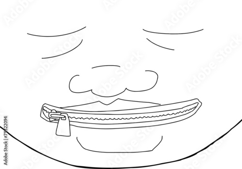 Outline of Man with Zipper on Mouth