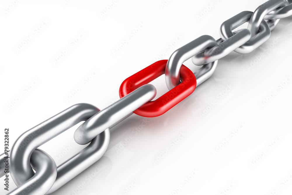 Steel chain with red link Steel chain with red link