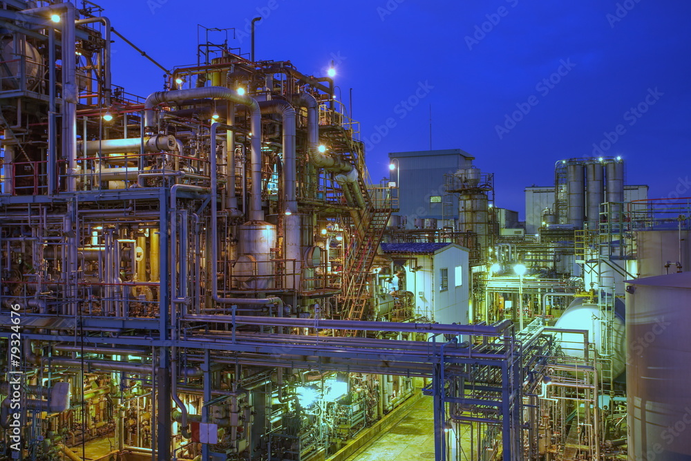 Industrial view at oil refinery plant form industry zone..