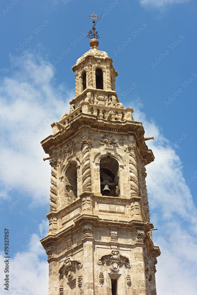 Bell tower of St Catalina church in Valencia, Spain.