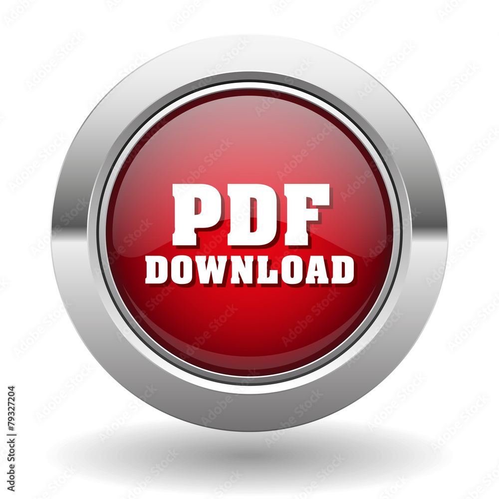 Red pdf download button with metal border Red pdf download button with metal border