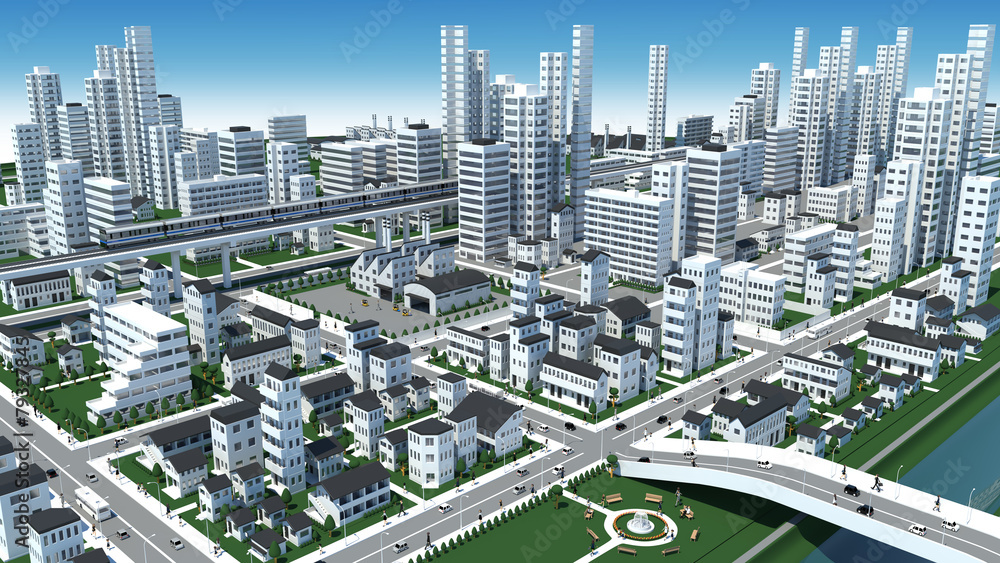 市街地の鳥瞰図の3d Cg Stock イラスト Adobe Stock 市街地の鳥瞰図の3d Cg Stock イラスト Adobe Stock