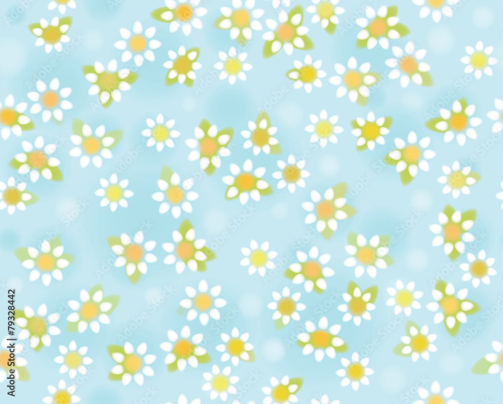 Vector chamomiles seamless pattern, soft, blurred effect.