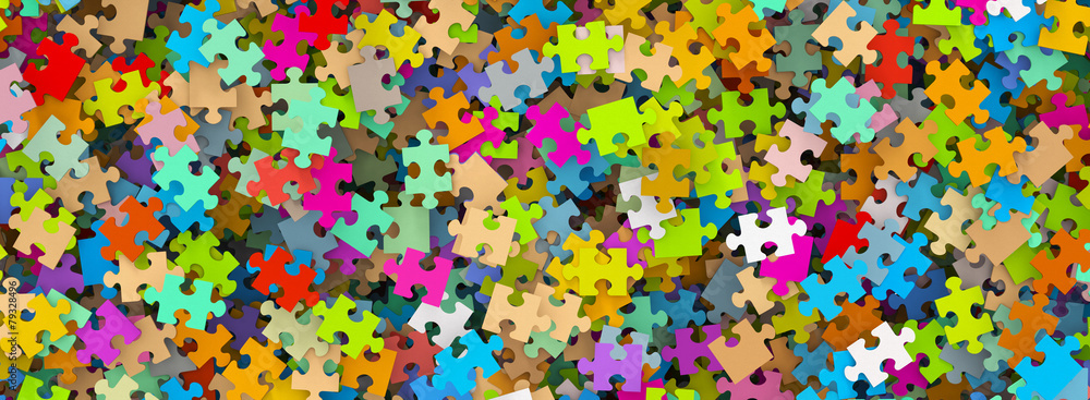 Puzzle, Puzzleteile, Panorama, durcheinander, Jigsaw, bunt, 3D
