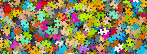 Puzzle, Puzzleteile, Panorama, durcheinander, Jigsaw, bunt, 3D